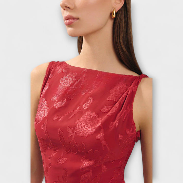 Opal - Elegantní Maxi Šaty bez Rukávů s Krajkovým Vzorem