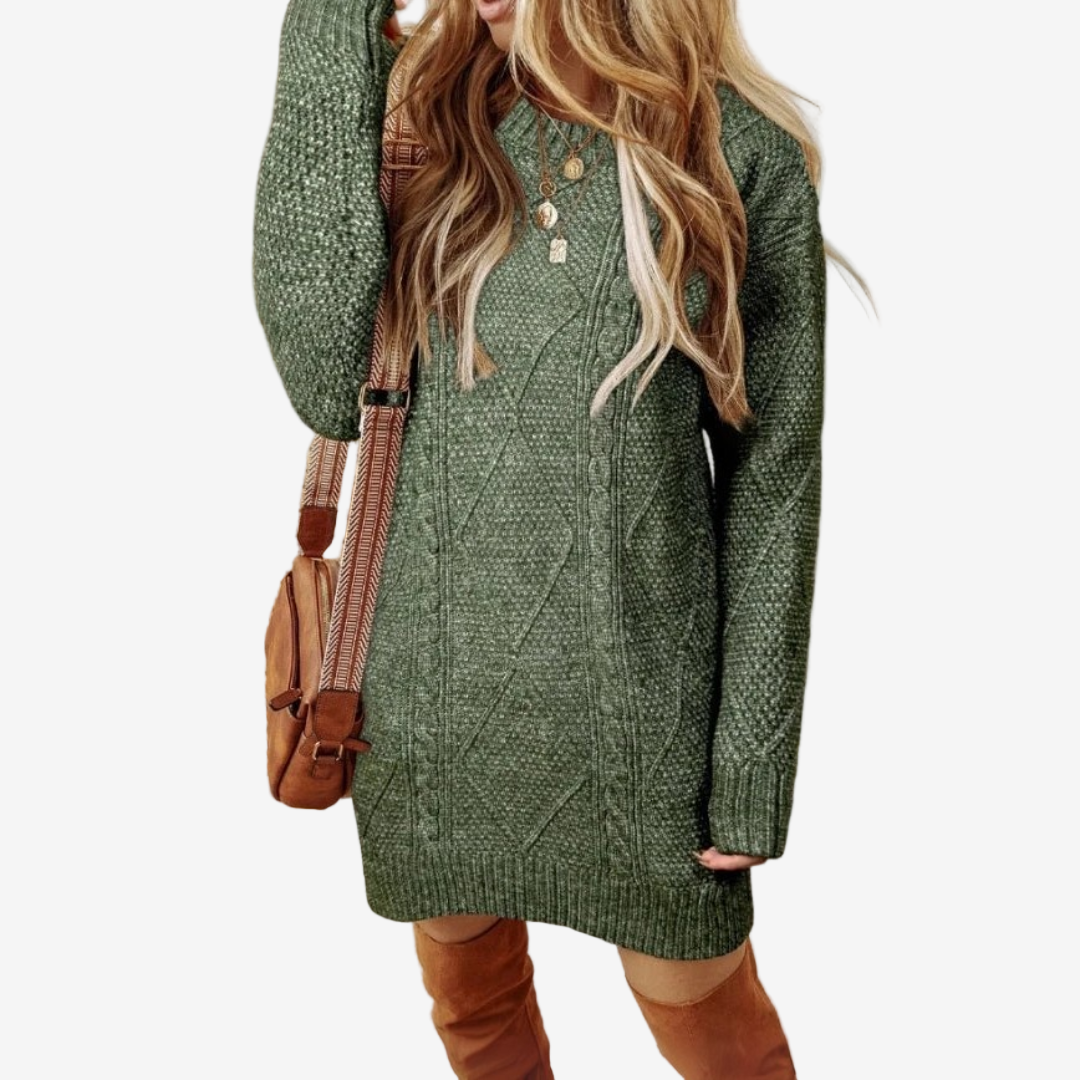 Astra - Pletené svetr-šaty s copánkovým vzorem