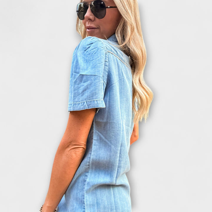 Podzim - Modrá košile Booker Western s knoflíkovou légou