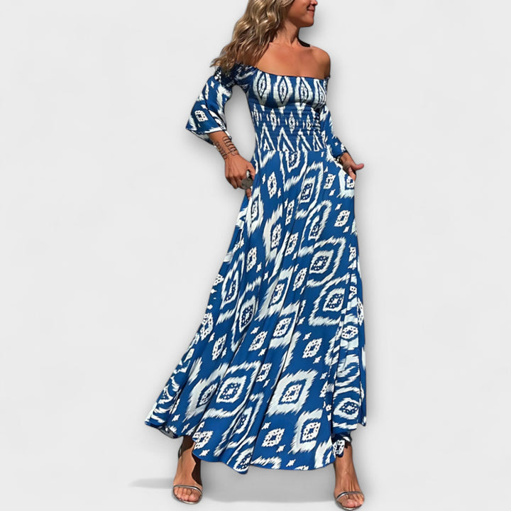 Bella - Šaty s odhalenými rameny a oceánovými květinami