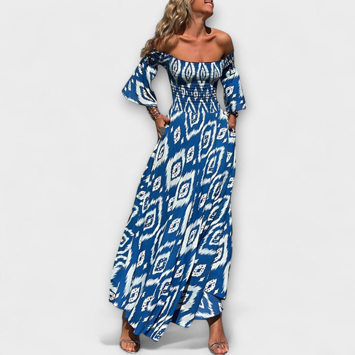 Bella - Šaty s odhalenými rameny a oceánovými květinami