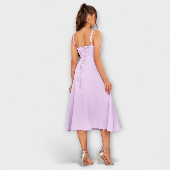 Naděje - Růžový top šaty s detailem rozparku