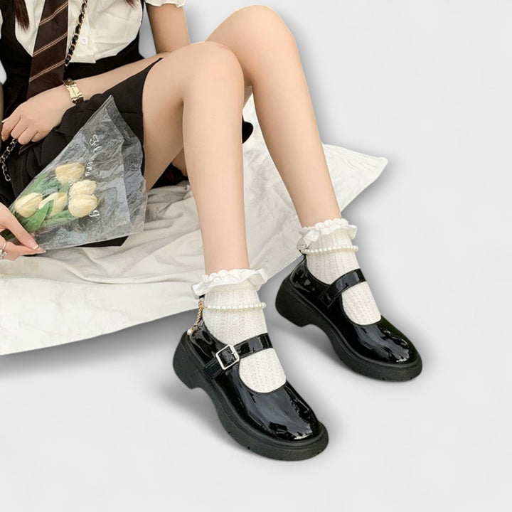 Perla - Luxusní perlové Mary Jane kožené boty