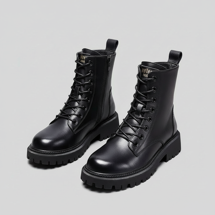 Élisabeth - Elegantní a robustní černé kožené zimní boty
