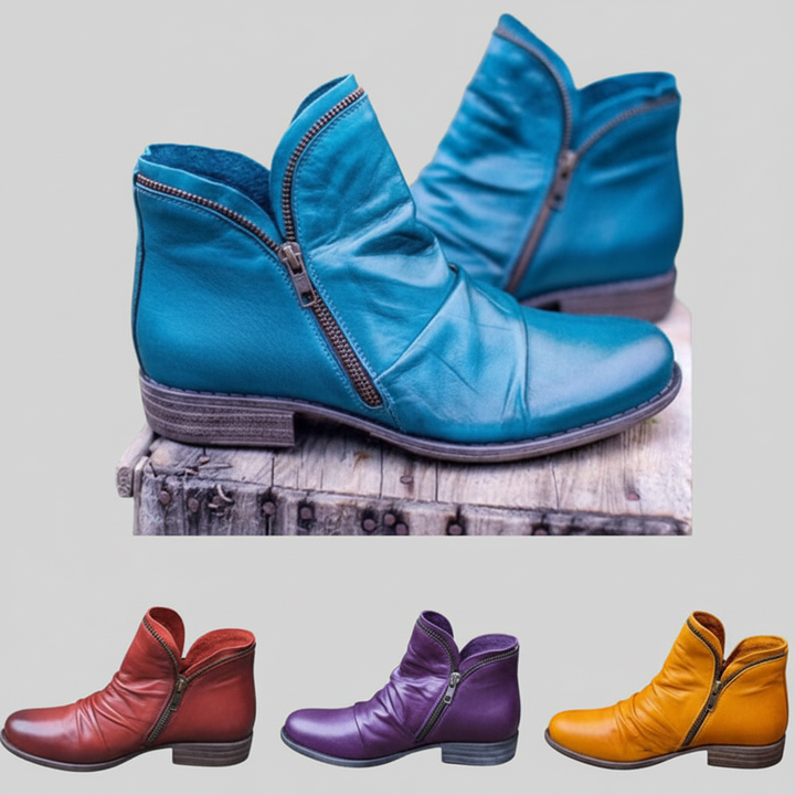 Gabriella - Kožené Boty se Zipem
