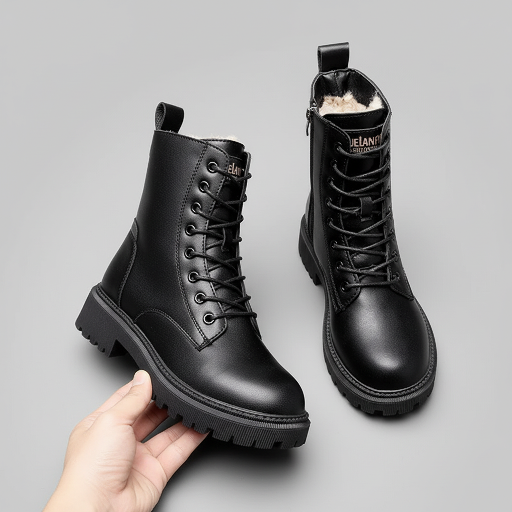 Élisabeth - Elegantní a robustní černé kožené zimní boty