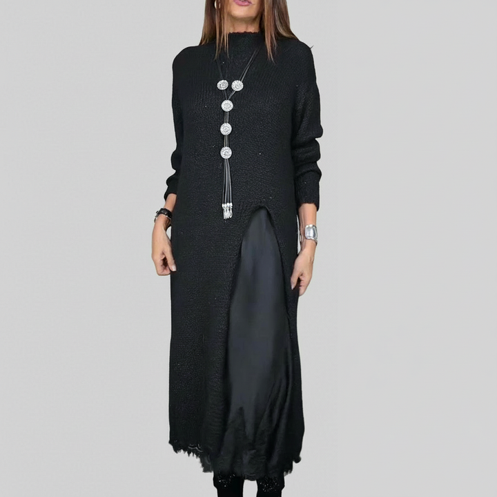 Claudia – Maxi úpletové šaty s elegantním rozparkem