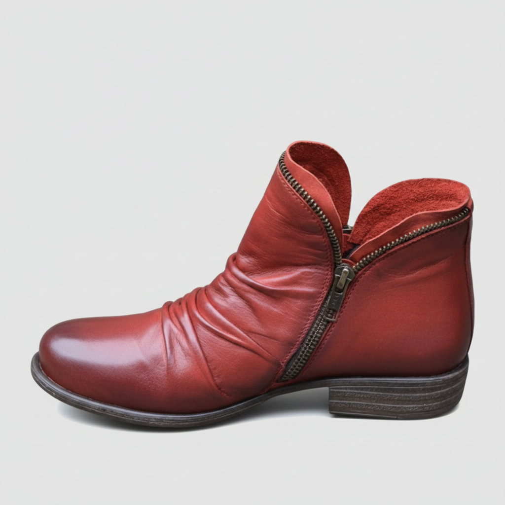 Gabriella - Kožené Boty se Zipem
