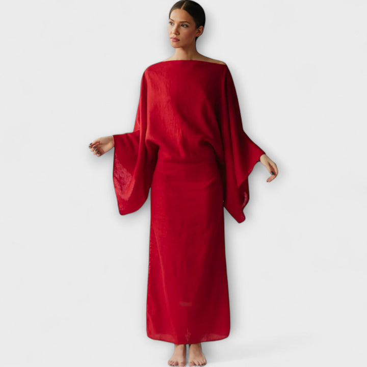 Dana - Kimono šaty vyrobené z lnu a bavlny